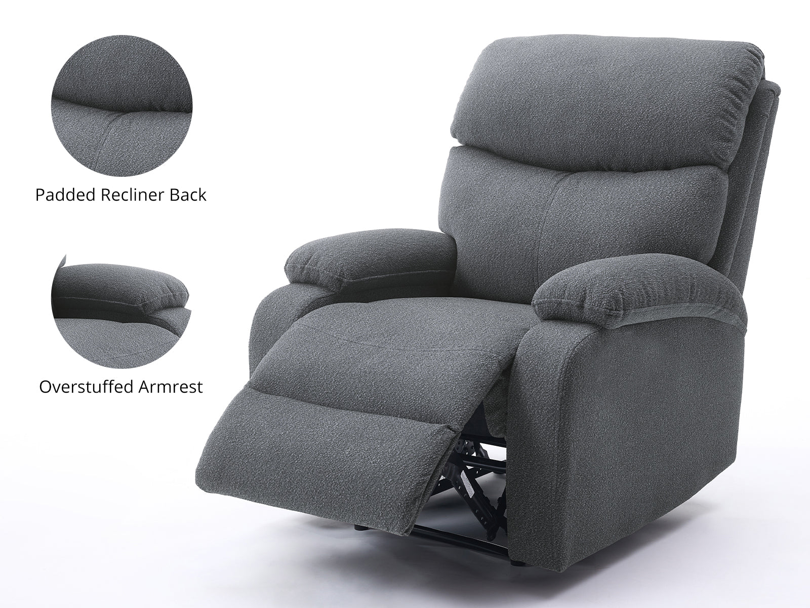 Giselle Recliner Chair Boucle Dark Grey