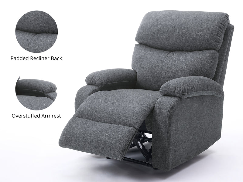 Giselle Boucle Recliner Chair - Dark Grey