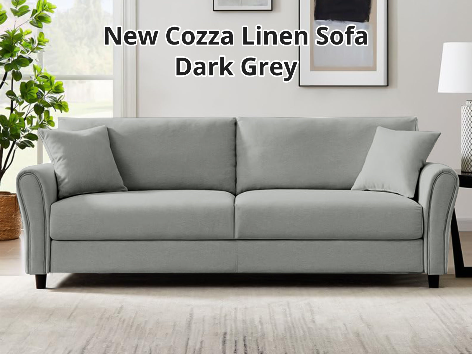 New Cozza Linen Sofa - Dark Grey
