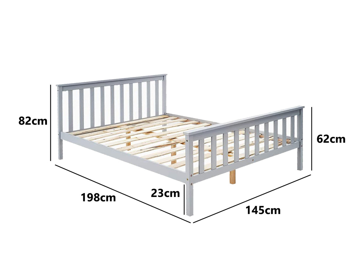 Hampshire Double  Bed Frame - Grey