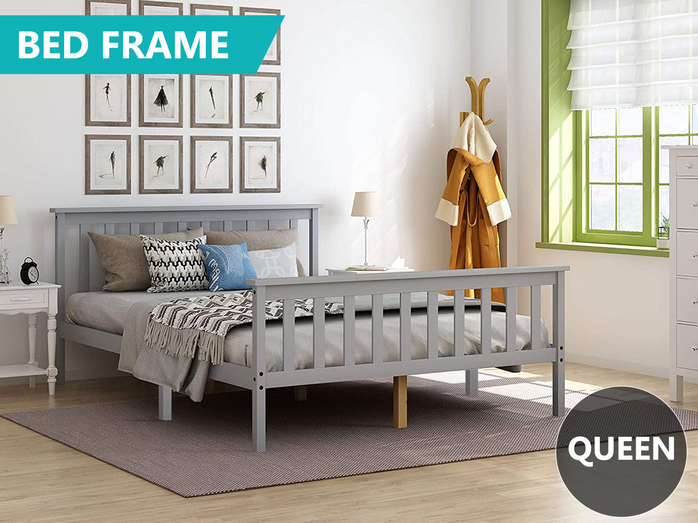 Hampshire Queen Bed Frame - Grey