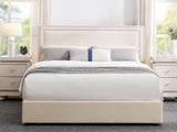 Ambria Linen Double Bed Frame - Beige