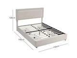 Ambria Linen Double Bed Frame - Beige