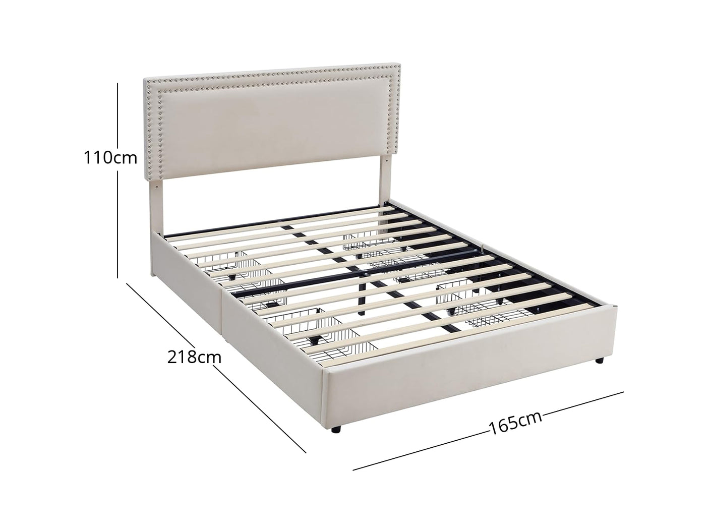 Ambria Linen Queen Bed Frame - Beige