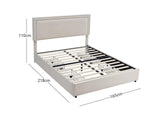 Ambria Linen Queen Bed Frame - Beige