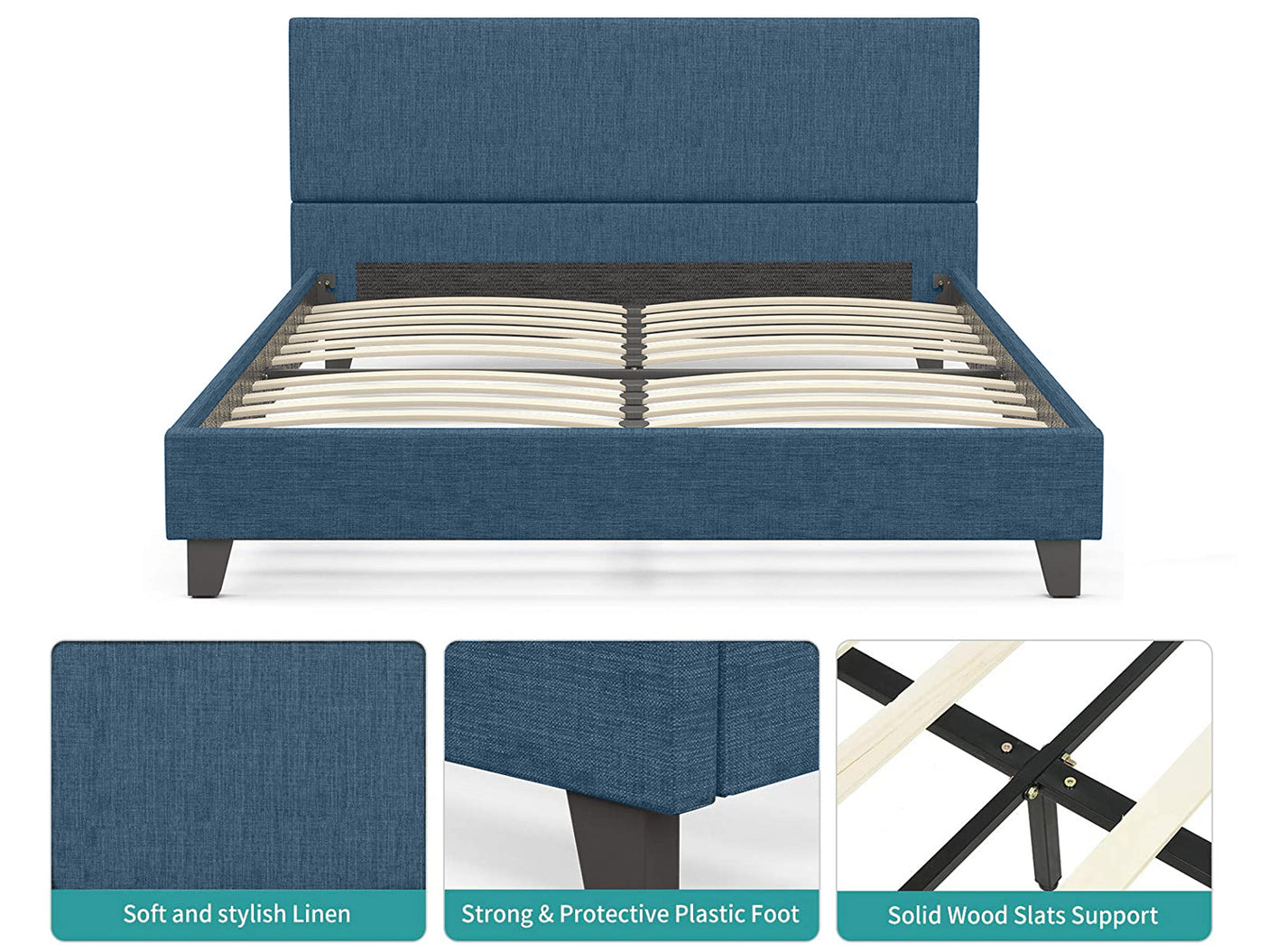 Banff Linen Double Bed Frame - Navy