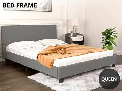 Banff Bed Frame Light Grey - Queen