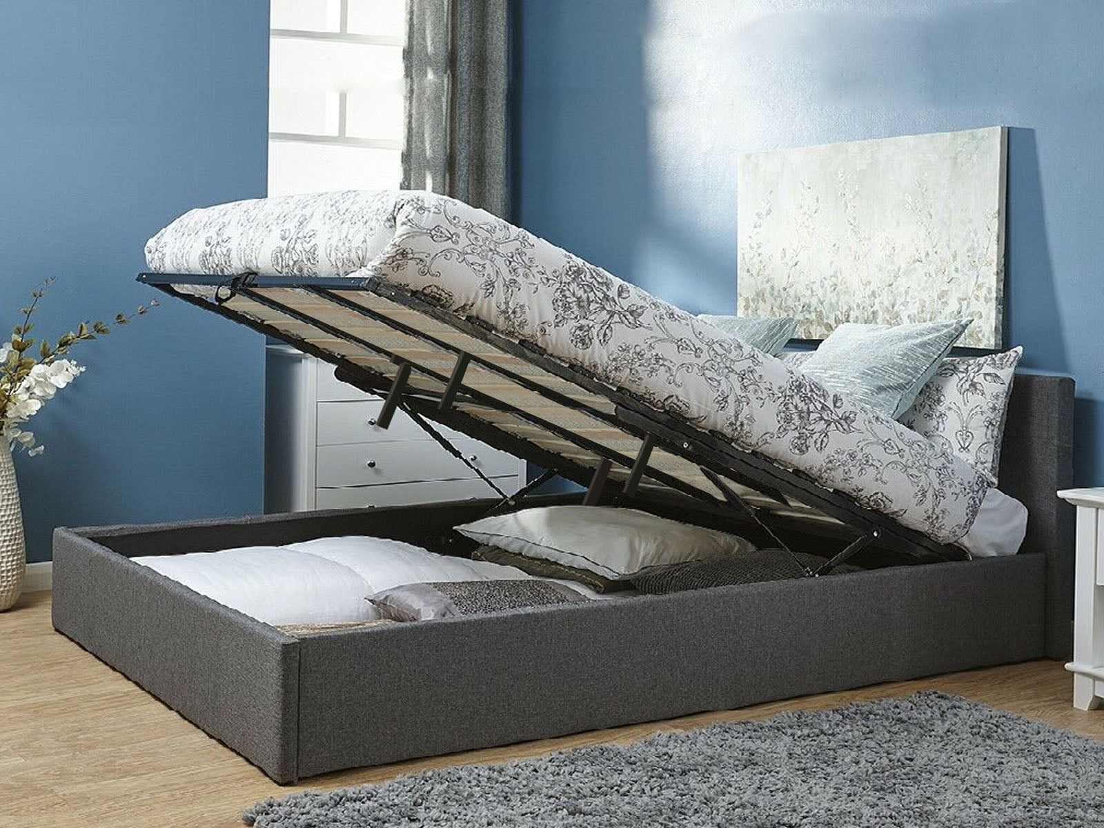 DS Bass Storage Bed Frame Grey - Super King