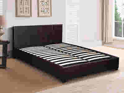 Bass Storage Bed Frame PU Dark Brown - Double