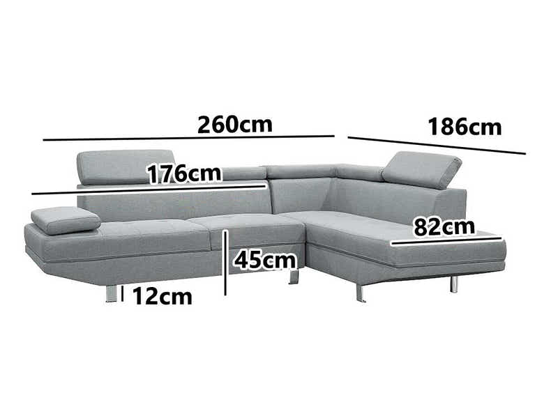 Briz Liene Sectional Sofa - Grey