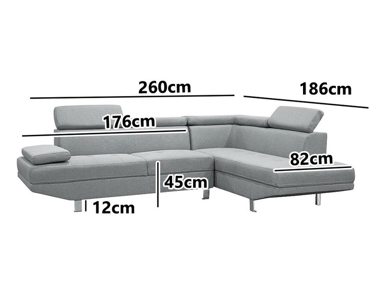 Briz Liene Sectional Sofa - Grey