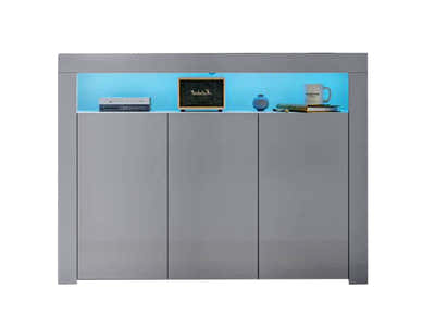 Anshos Grey 3-Door Buffet with LED Light - 130 cm