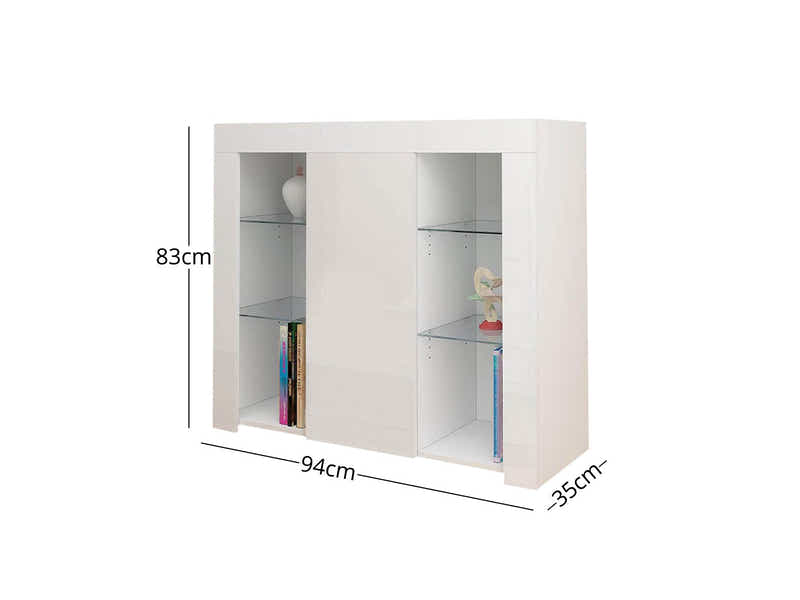 Anshos Side Cabinet with LED Light - White