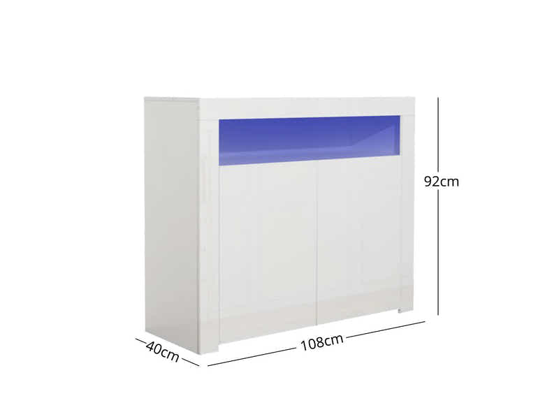 Anshos White 2-Door Buffet with LED Light - 108 cm