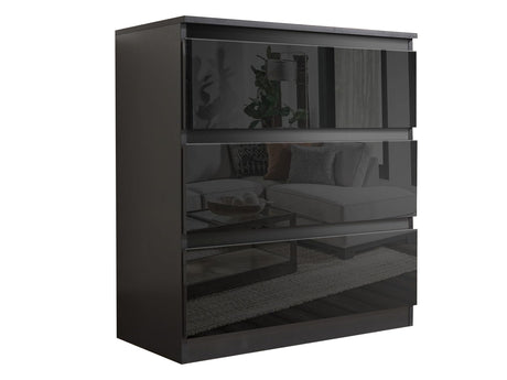 Serena 3-Drawer Chest - Glossy Black