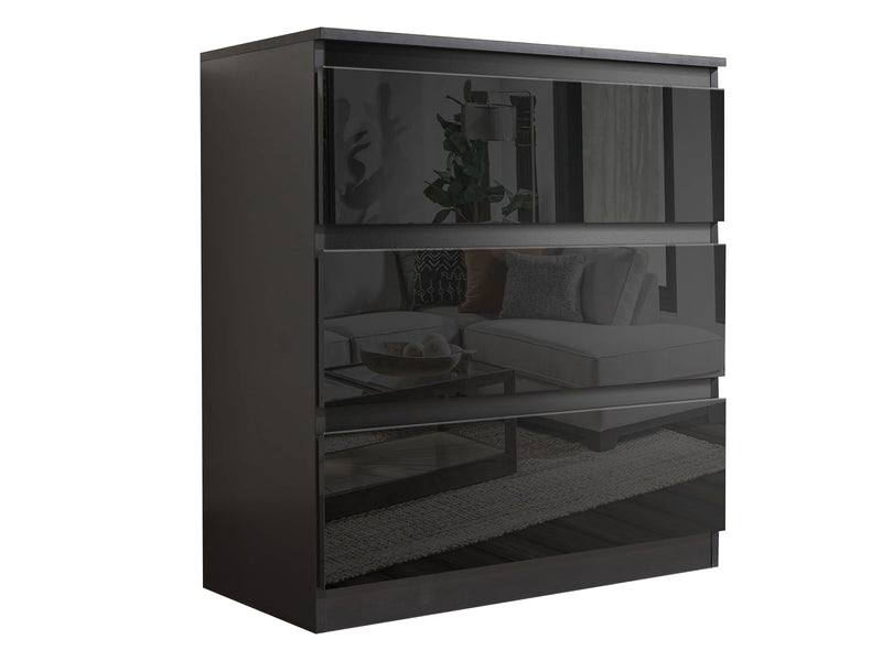 Serena 3-Drawer Chest - Glossy Black