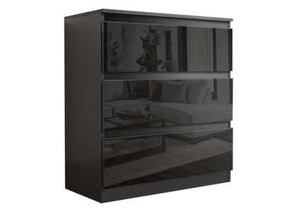 Serena 3-Drawer Chest - Glossy Black