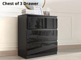 Serena 3-Drawer Chest - Glossy Black