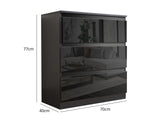 Serena 3-Drawer Chest - Glossy Black