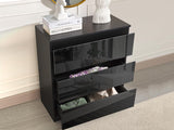 Serena 3-Drawer Chest - Glossy Black