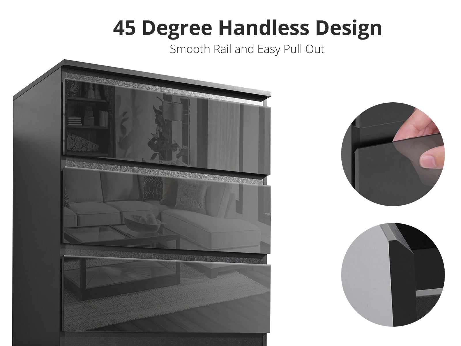 Serena 3-Drawer Chest - Glossy Black