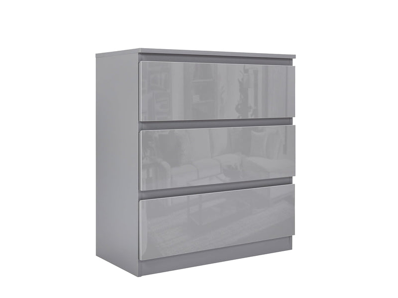 Serena 3-Drawer Chest - Glossy Grey