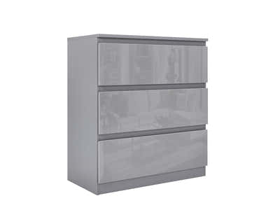 Serena 3-Drawer Chest - Glossy Grey