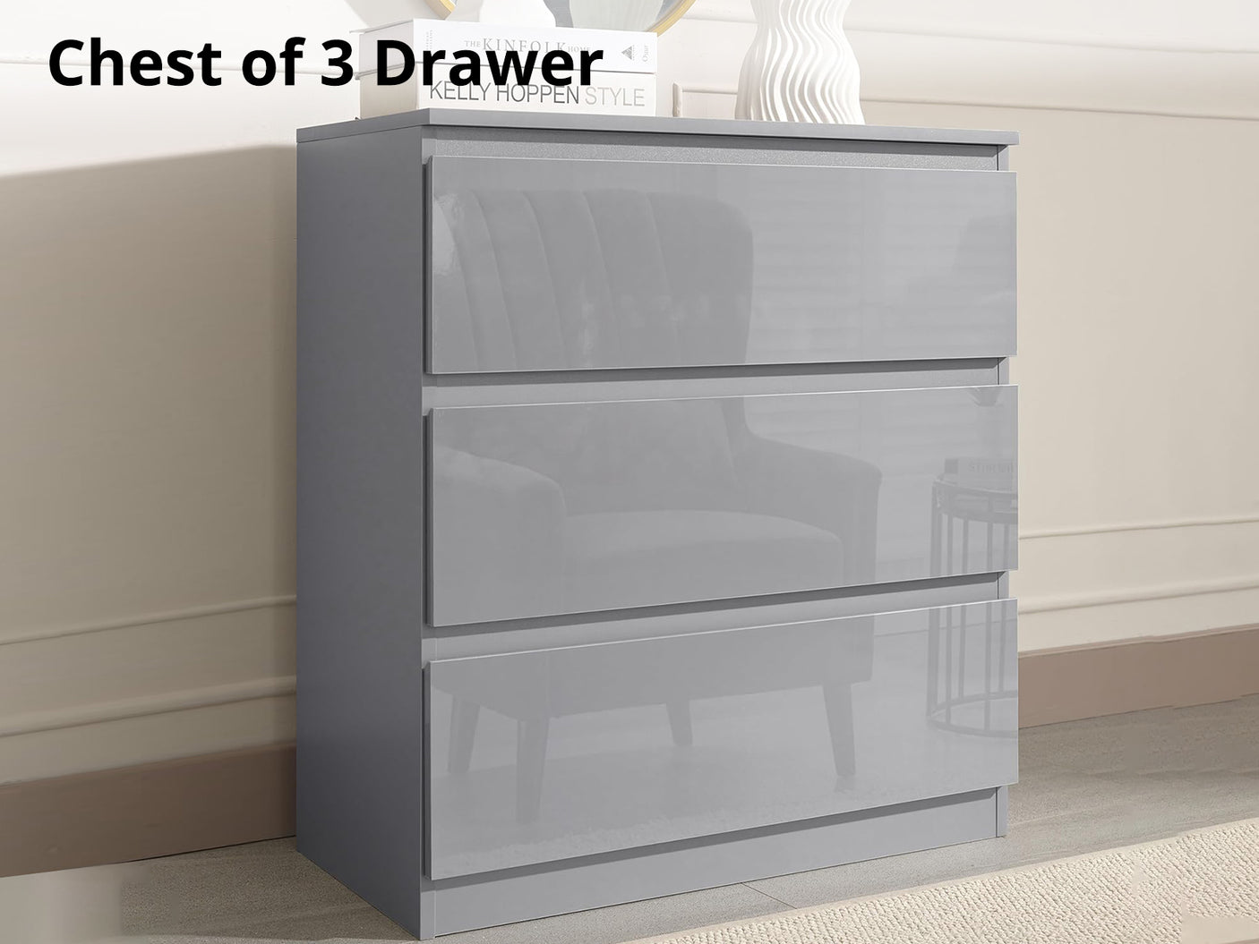 Serena Chest of 3 Drawer Grey