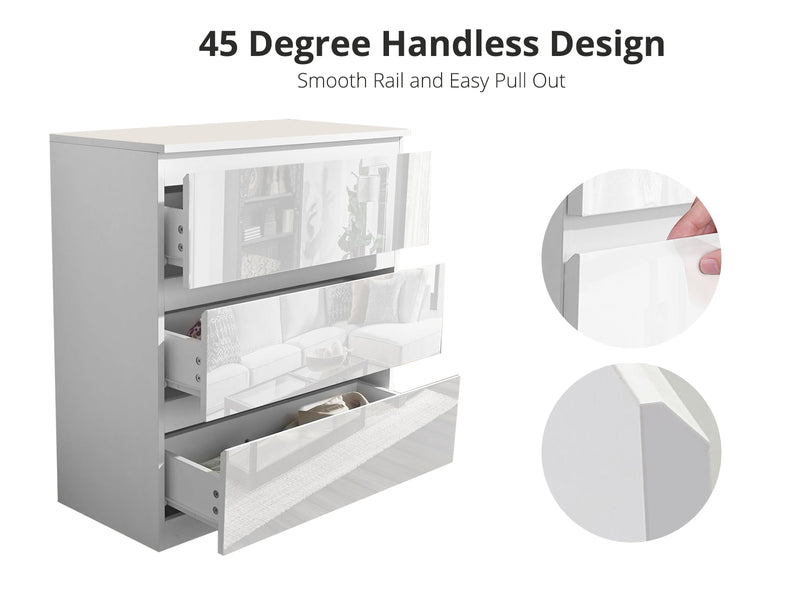 Serena 3-Drawer Chest - Glossy White