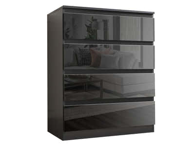 Serena 4-Drawer Chest - Glossy Black