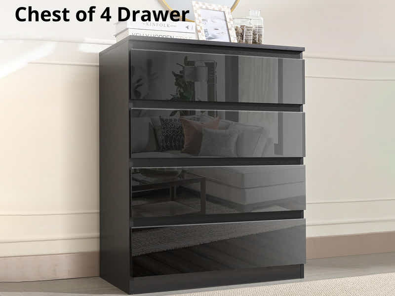 Serena 4-Drawer Chest - Glossy Black