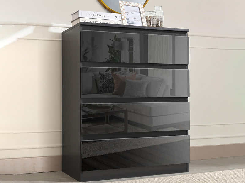 Serena 4-Drawer Chest - Glossy Black