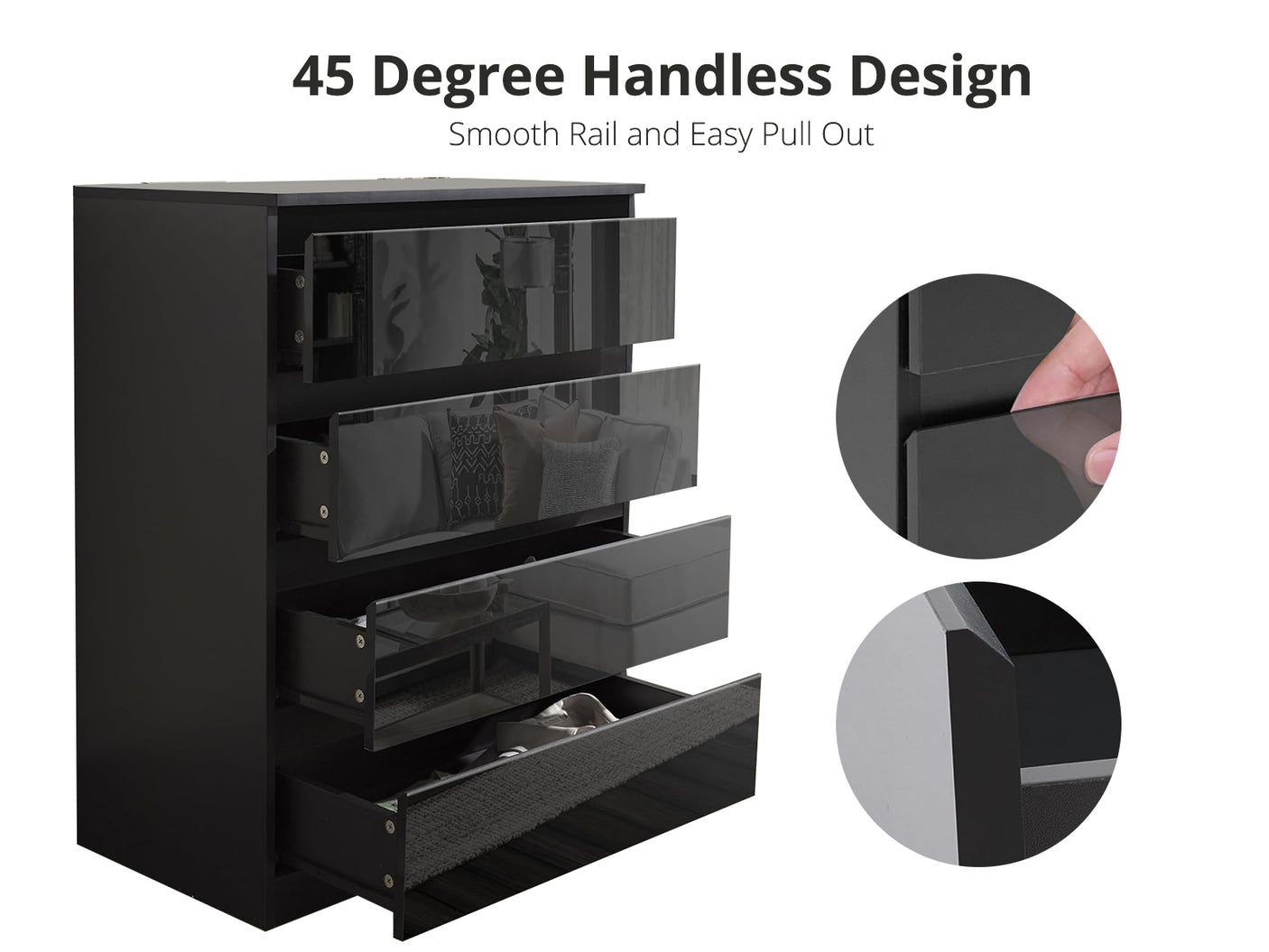 Serena Chest of 4 Drawer Black