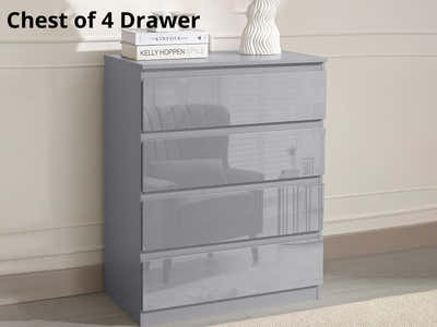Serena 4-Drawer Chest - Glossy Grey
