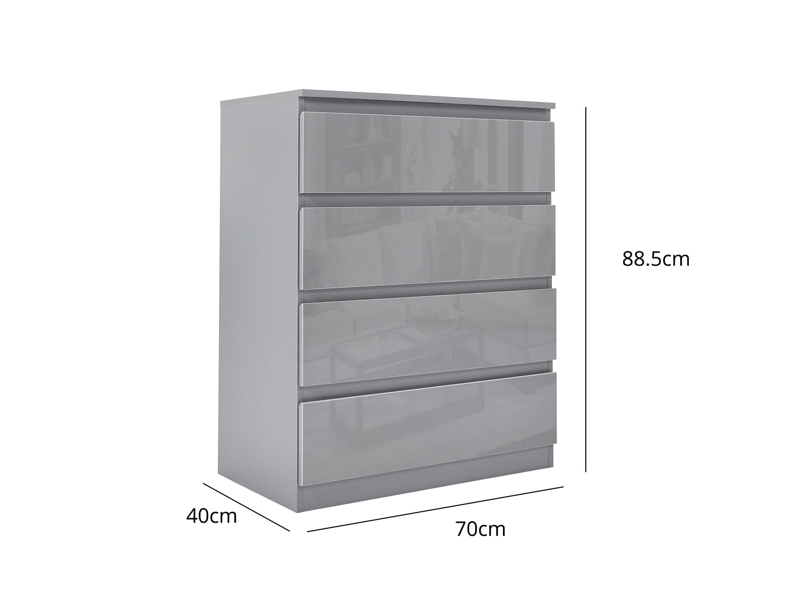 Serena 4-Drawer Chest - Glossy Grey