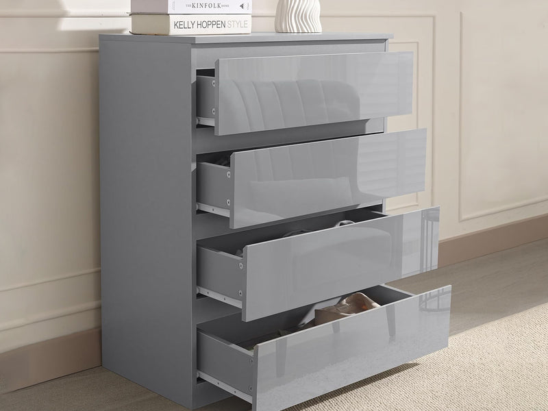 Serena 4-Drawer Chest - Glossy Grey