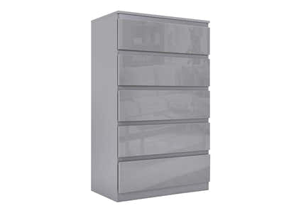Serena 5-Drawer Tallboy - Glossy Grey
