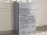 Serena 5-Drawer Tallboy - Glossy Grey