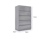 Serena 5-Drawer Tallboy - Glossy Grey