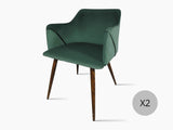 Zakeer Velvet Dining Chair Green - Set of 2