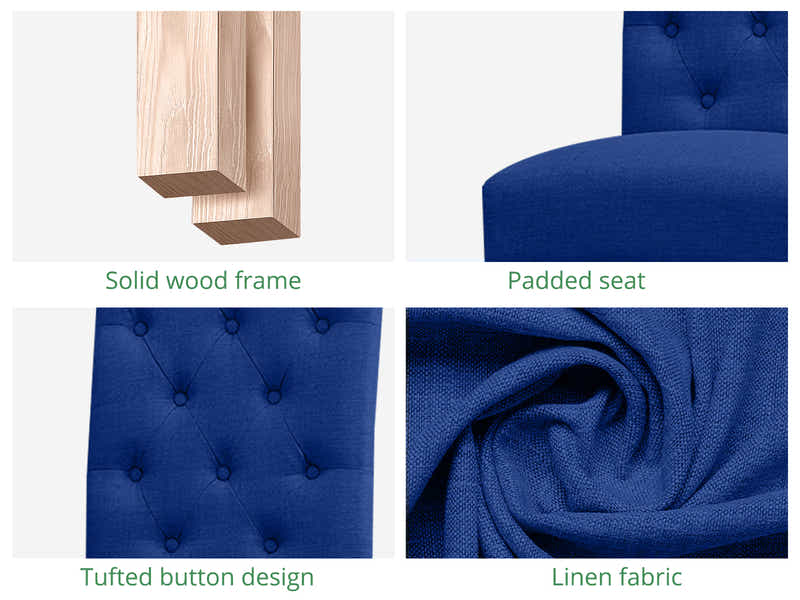 Natalie Linen Dining Chair Blue - Set of 2