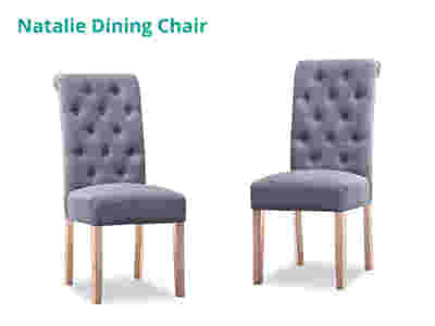 Natalie Linen Dining Chair Grey - Set of 2