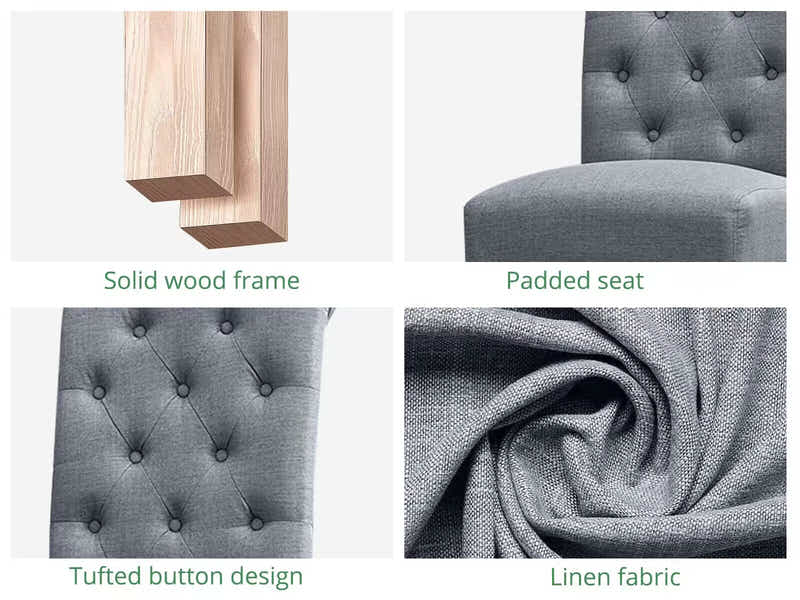 Natalie Linen Dining Chair Grey - Set of 2