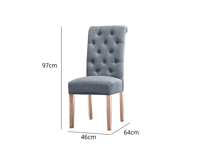 Natalie Linen Dining Chair Grey - Set of 2