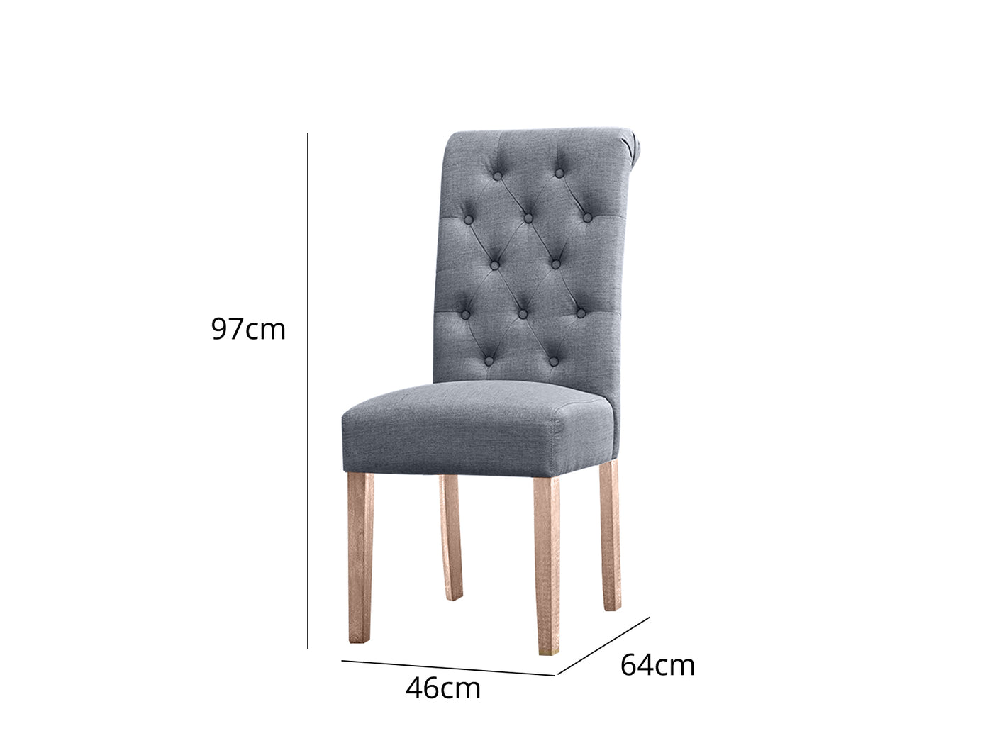 Natalie Dining Chair x2 Linen Grey