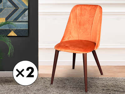 Evian Velvet Dining Chair Orange - Set of 2
