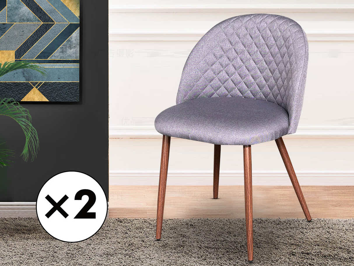 Roone Linen Dining Chair Grey  - Set of 2