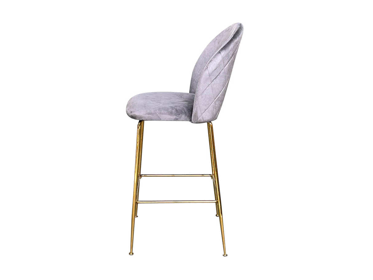 Osmond Velvet Bar Stool Grey - Set of 2