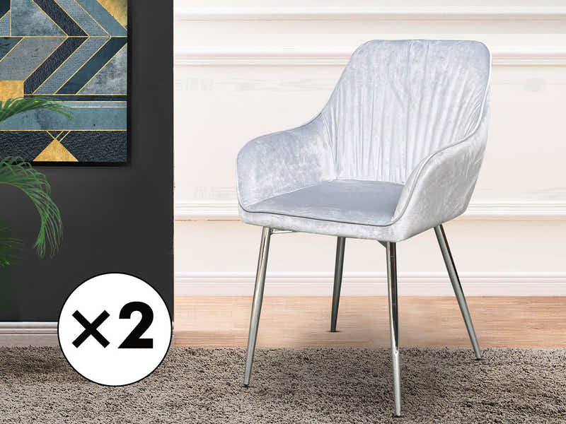 Ogden Velvet Dining Chair Silver -Set of 2