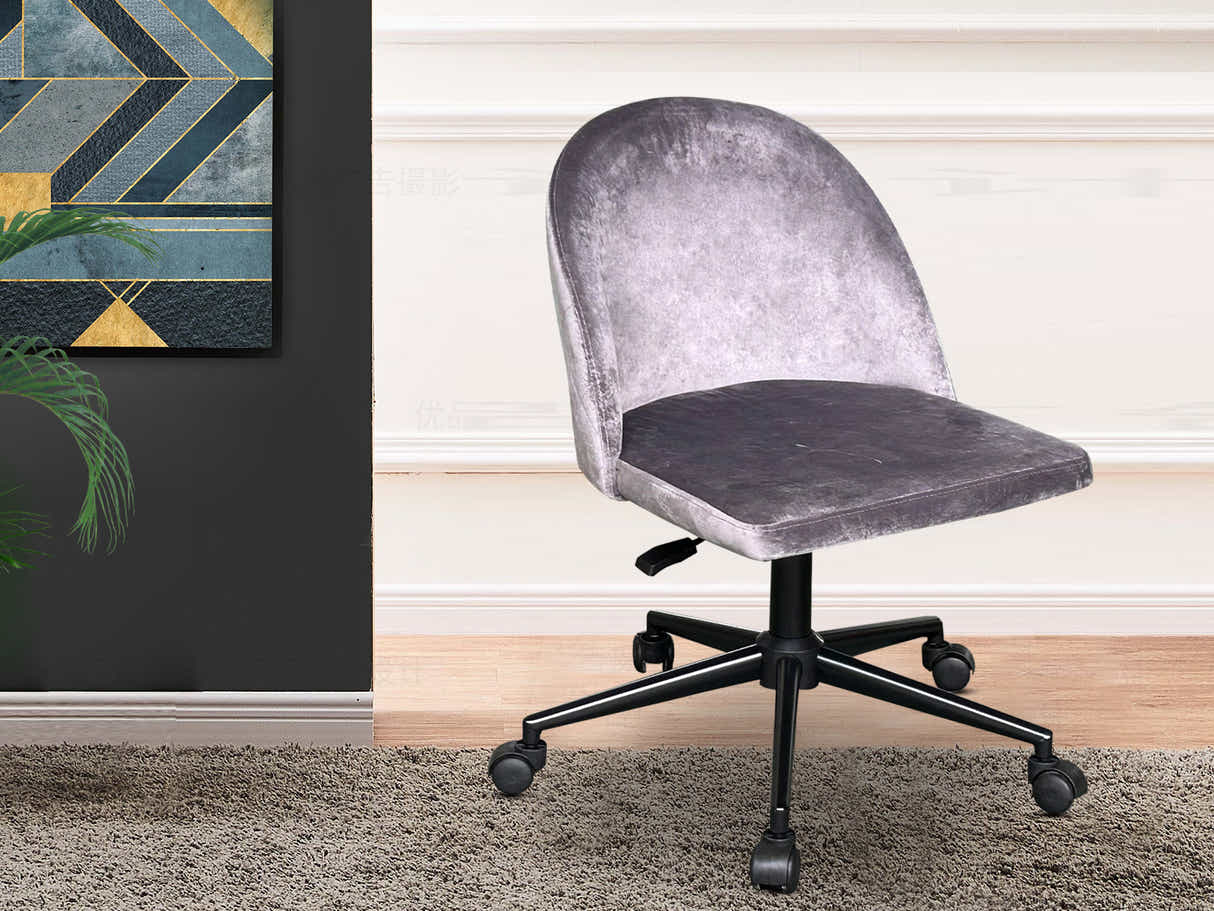 Dallin Velvet Office Chair - Grey